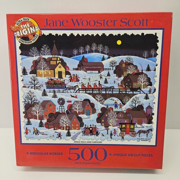 Ceaco Jane Wooster Scott Jingle Bells and Carolers Corkboard Puzzle 500 pc - Picture 1 of 5